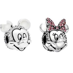 Disney Shimmering Mickey and Minnie Mouse portrait clip charm set